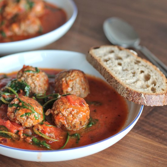 Meatball with Thick Tomato Soup