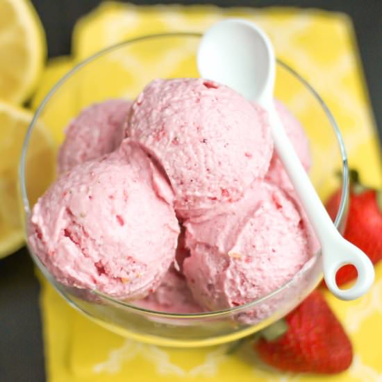 Skinny Strawberry Lemon Ice Cream