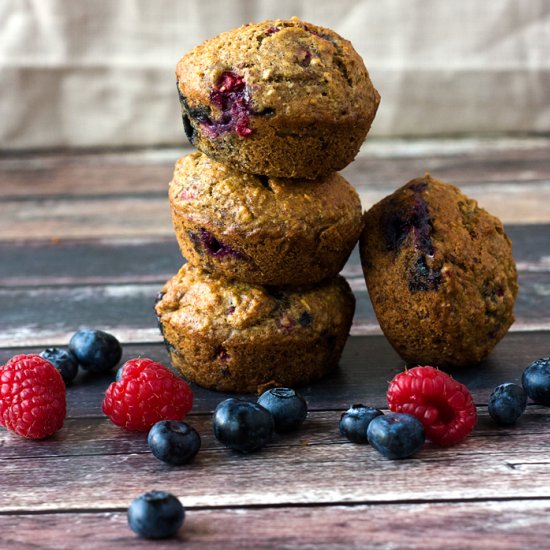 Healthy Banana-Blueberry Muffins