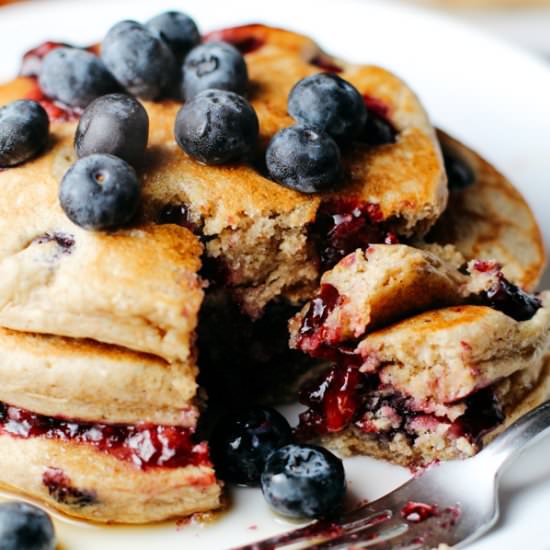 Lemon Zest and Blueberry Oat Pancakes