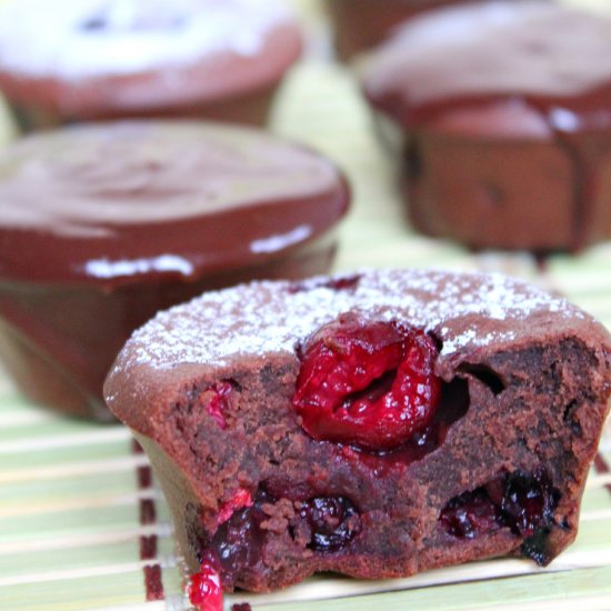 Berry Cherry Brownie Muffins