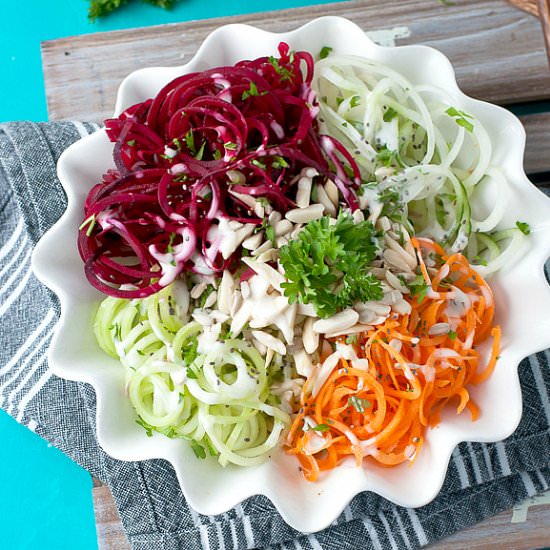 Rainbow Spiralized Veggie Salad