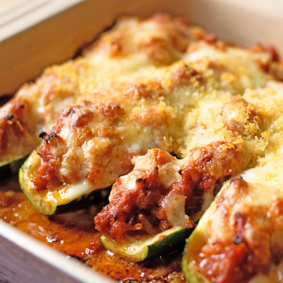 Chicken Parmesan Stuffed Zucchini