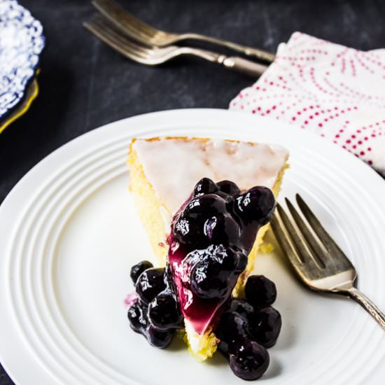 Lemon Cornmeal Cake with Blueberries