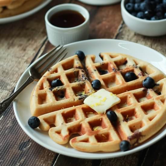 Whole Wheat Lemon Blueberry Waffles