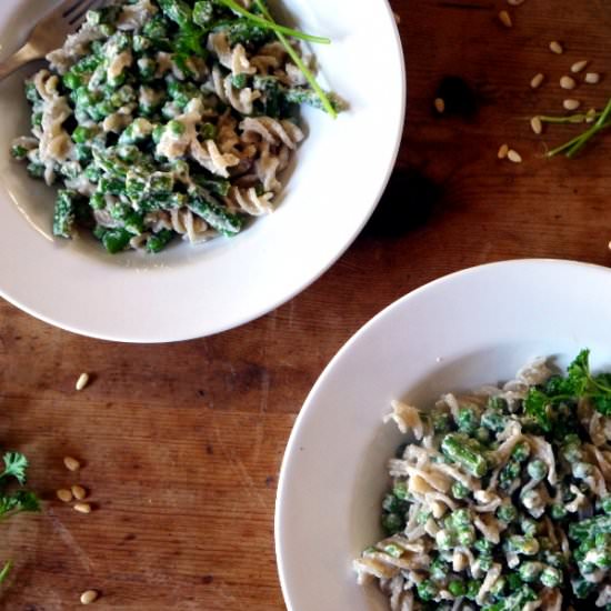 Creamy Vegan Spring Vegetable Pasta