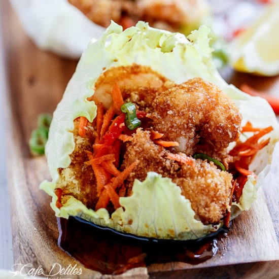 Oven Fried Shrimp Lettuce Wraps