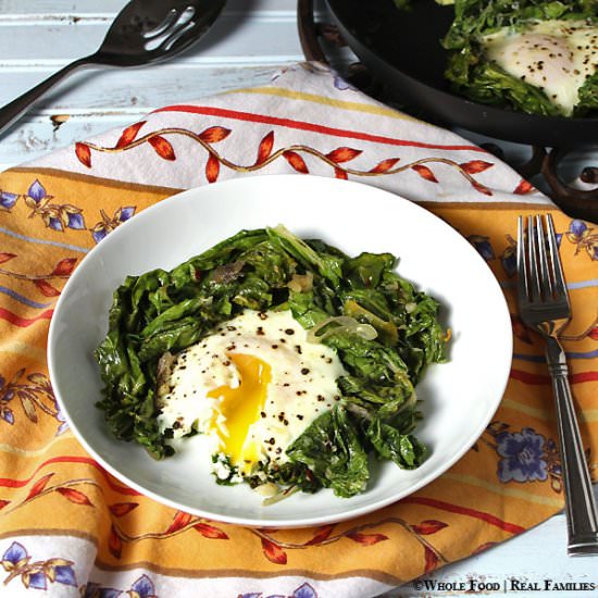 Sauteed Chard with Baked Eggs