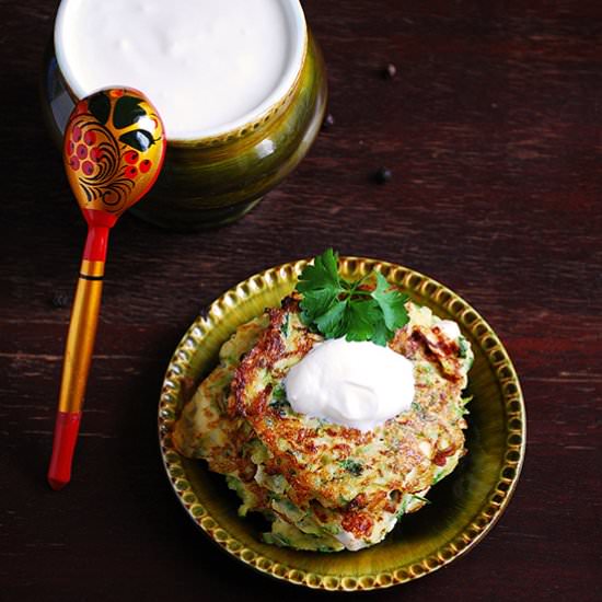 Zucchini fritters with cheese