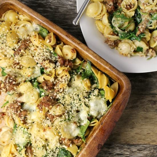 Creamy Baked Sausage Orecchiette