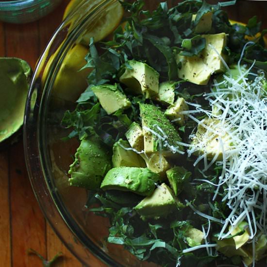 Avocado and Shaved Kale Salad