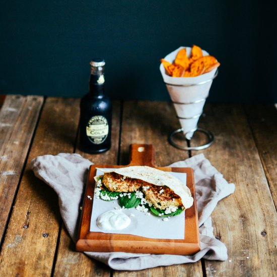 Turkey burgers with yam fries