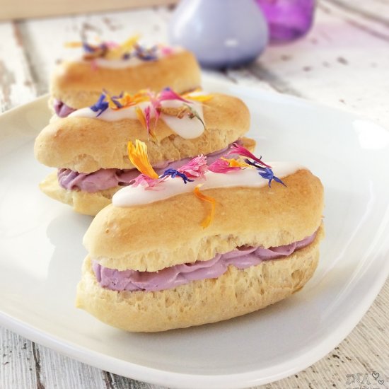 Eclairs with Blueberry Cream