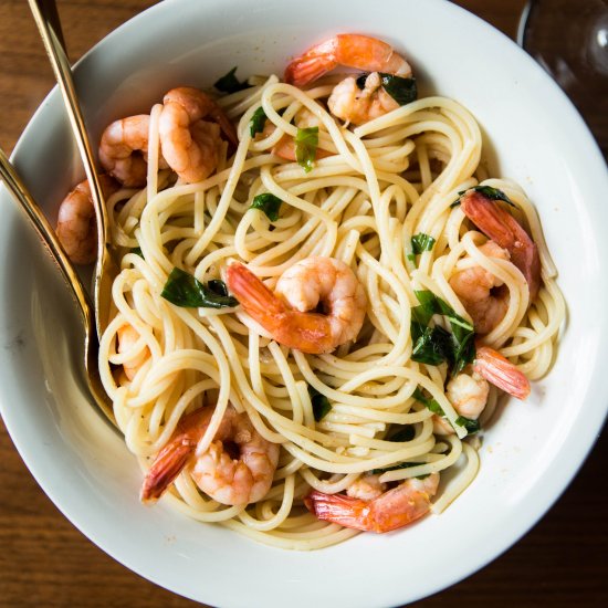 Chili & Garlic Prawns with Pasta