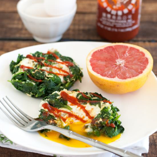 Egg In A Spinach Nest