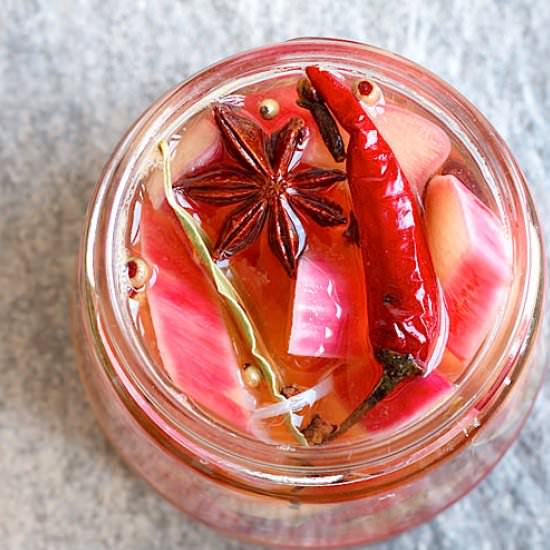 Quick Fridge Rhubarb Pickles