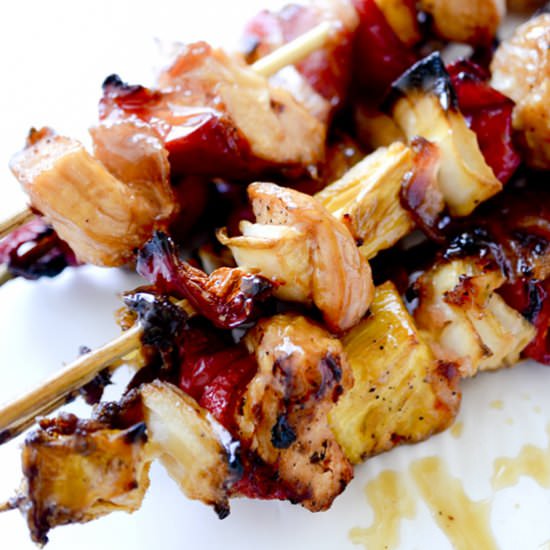 Bacon, Pineapple, Chicken Kabobs