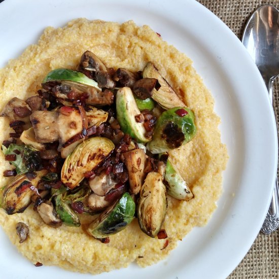 Cheesy Polenta with Lemony Sprouts