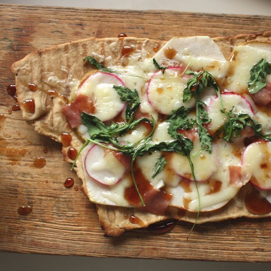 Grilled Pear and Radish Flatbread