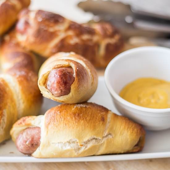 Chicken Sausage Pretzel Dogs