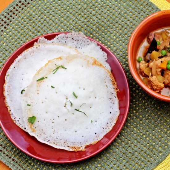 Appam- Rice and Coconut Pancakes