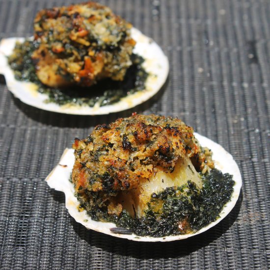 Broiled Scallop Rockefeller Cheese