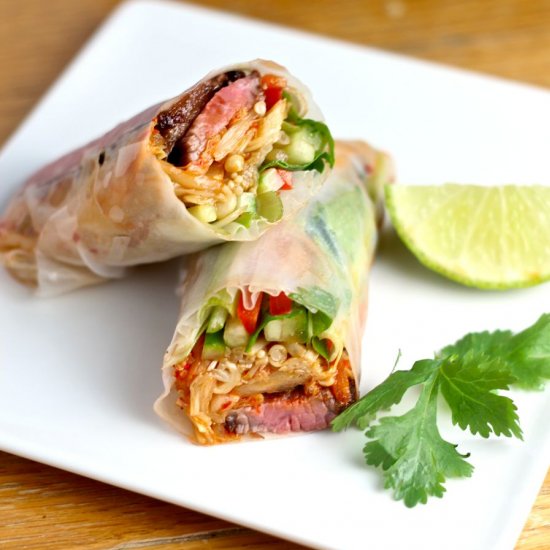 Steak and Kimchi Summer Rolls