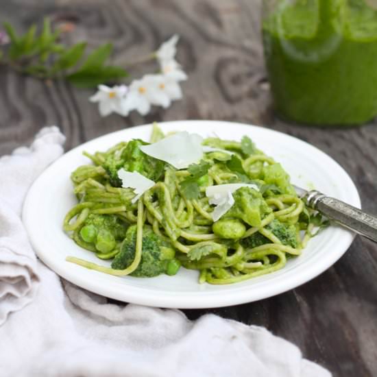 Cilantro Basil Pesto Pasta