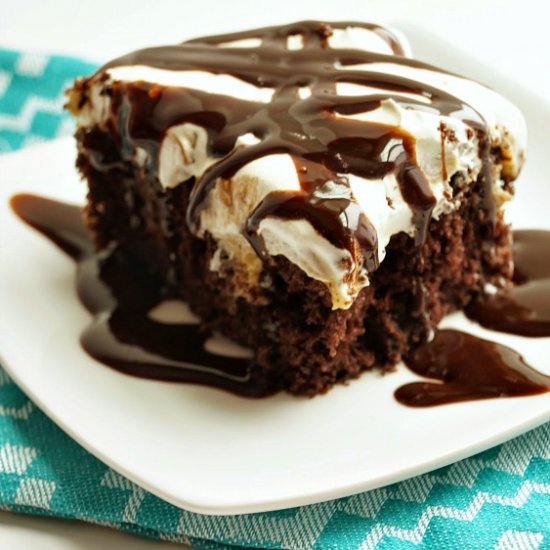 Chocolate PB Pie Poke Cake