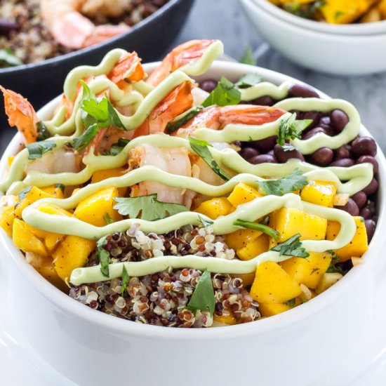 Cilantro Lime Shrimp Quinoa Bowls