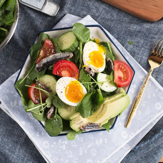 Egg, Avocado and Sardine Salad