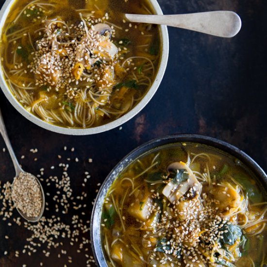 Miso Eggplant & GF Noodle Soup