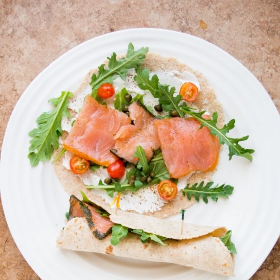 Smoked Salmon and Arugula Rollups