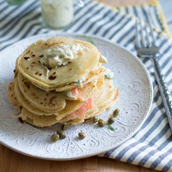 Smoked Salmon Crepes & Dill Aioli