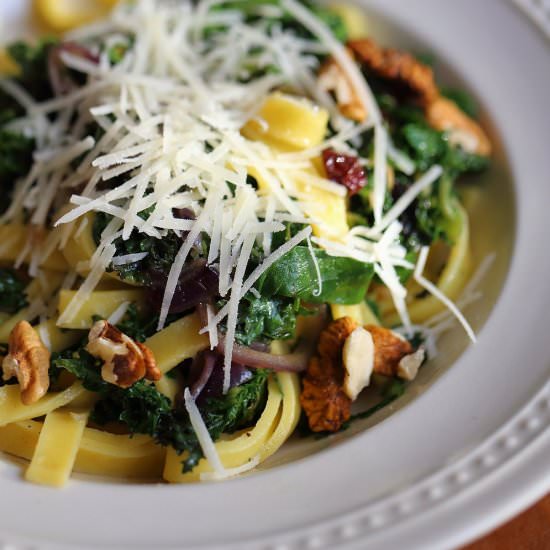 Tagliatelle with Chard and Kale