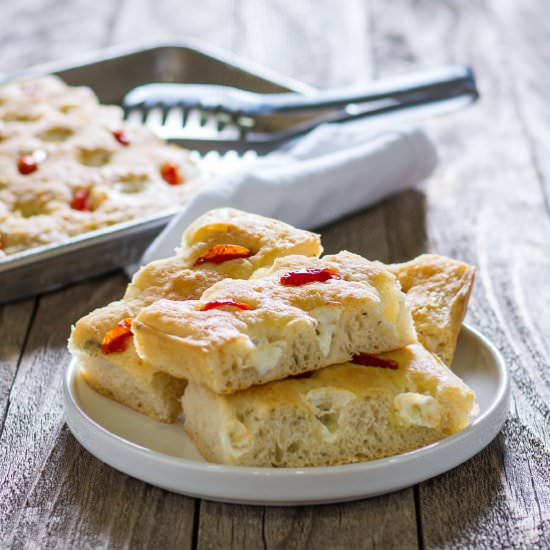 Focaccia with Tomato and Mozzarella