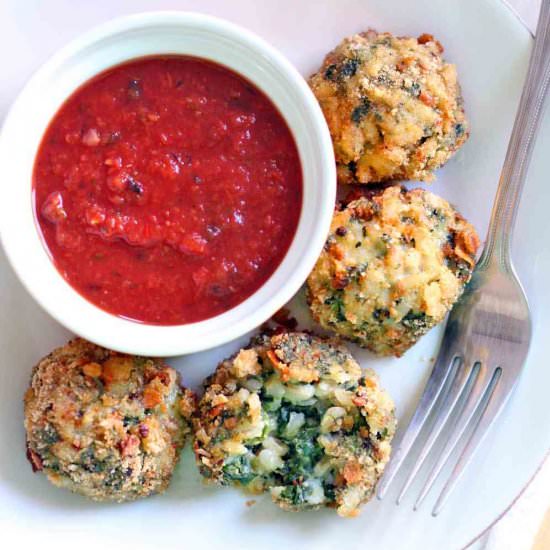 Baked Spinach and Barley Arancini