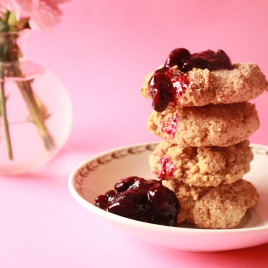 Almond Macaroons with Blueberry Sauce