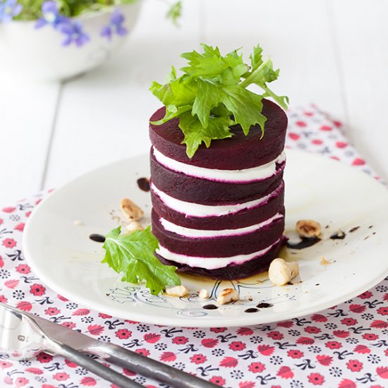 Beet Tower Salad with Goat Cheese.