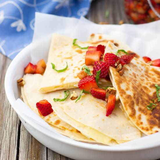 Brie Quesadillas with Strawberries