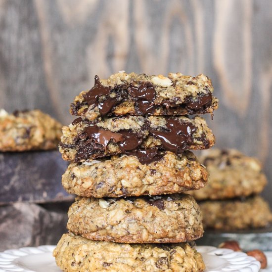 Nutella Oatmeal Choc Chip Cookies