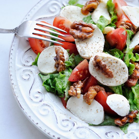 Mozzarella Salad with Candied Nuts