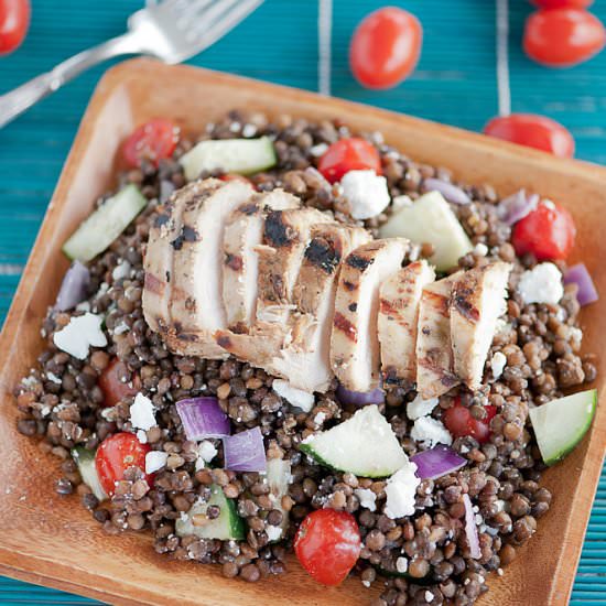 Greek Grilled Chicken Lentil Salad