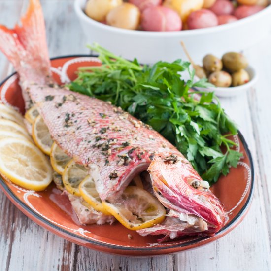 Whole Baked Red Snapper