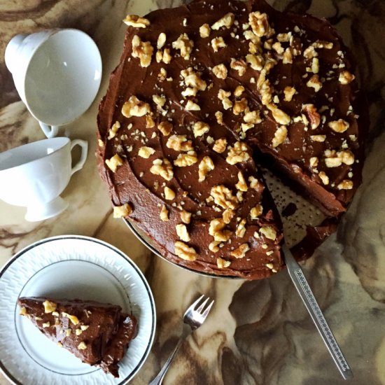 Healthy chocolate cake with avocado