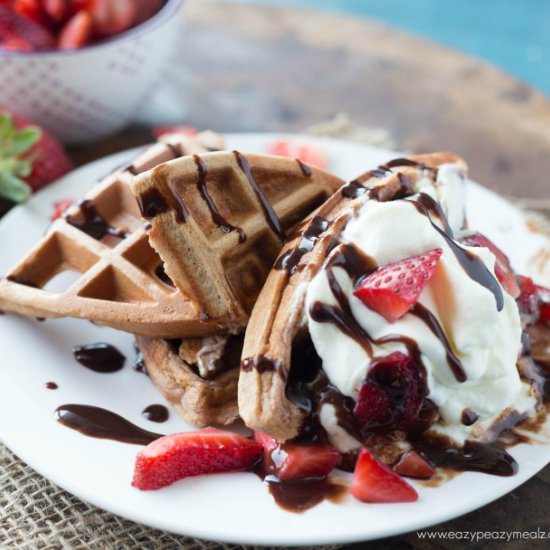 Chocolate Fudge Protein Waffles