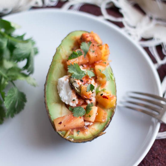 Warm Avocado + Goat Cheese + Salsa