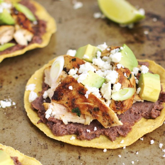 Chicken and Black Bean Tostadas