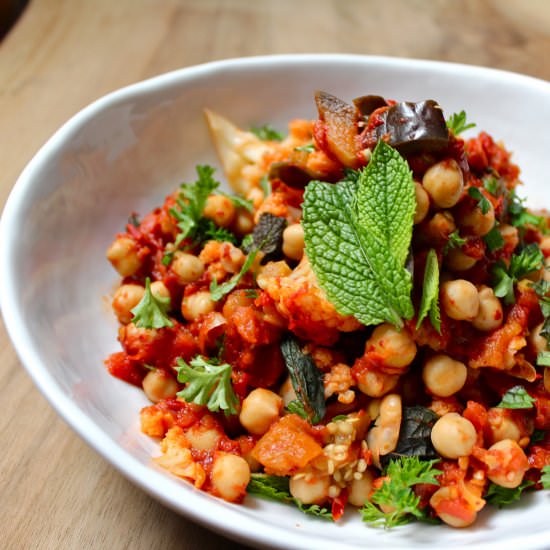 Eggplant + Chickpea Tagine (Vegan)