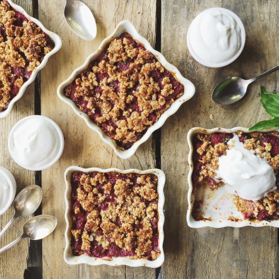 Raspberry, Basil Tart Crumble